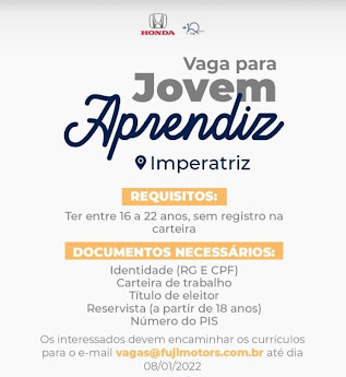 Vaga de Emprego: Auxiliar de Relacionamento na Motoca Honda - Empregos  Imperatriz